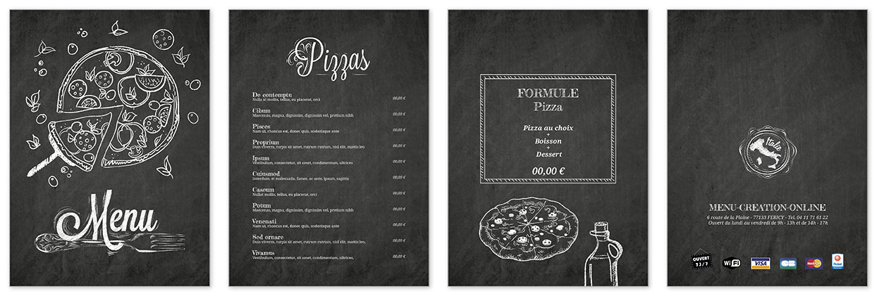 Menu A Personnaliser Restaurant Italien 4 Pages A5