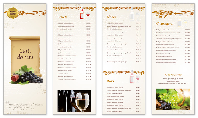 Carte De Vins Pour Restaurant A Personnaliser 4 Pages 14x38 Carte De Vins Pour Restaurant A Personnaliser 4 Pages 14x38