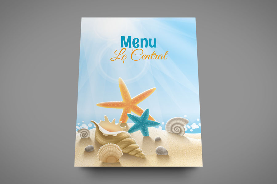 menu cafe snack mer clair bleu