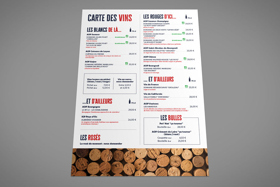 menu clair bistrot cafe vin