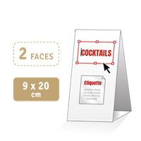PLV de table : cocktails - 2 faces 9 x 20 cm