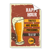Affichage : HAPPY HOUR Bières style Retro