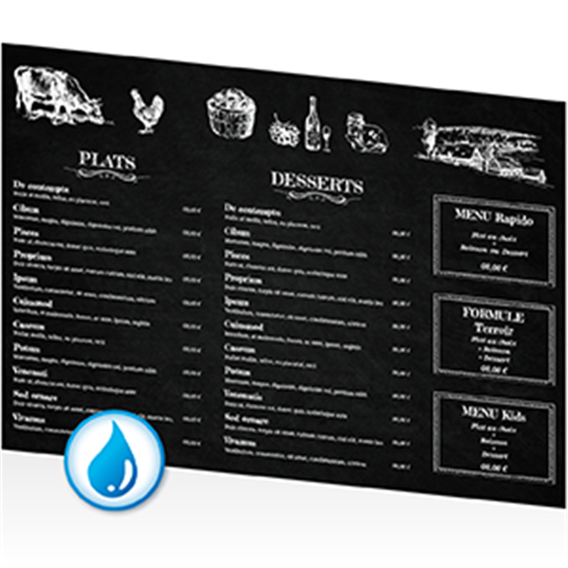 Menu fonds ardoise pour restaurants traditionnels et cuisine du terroir